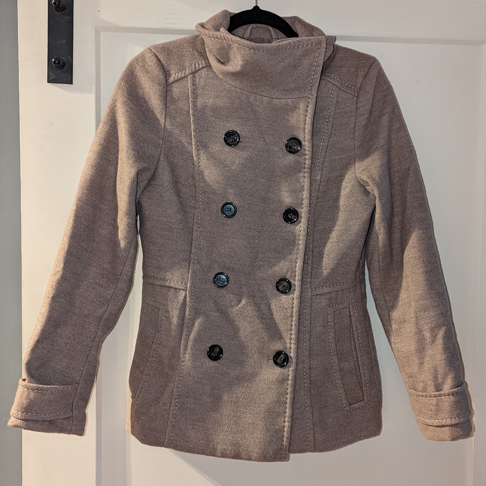 H&M beige funnel neck Peacoat Sz 6